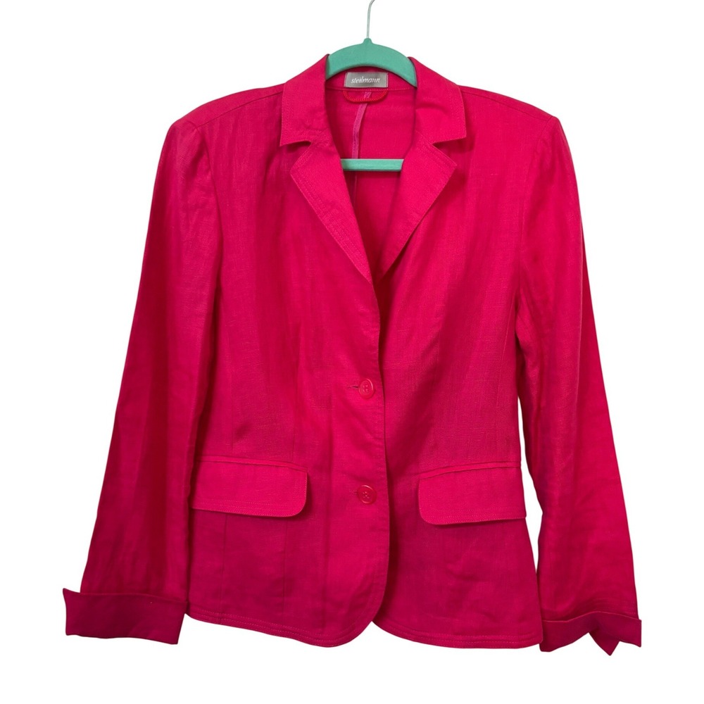 Steilmann Womens 100% Linen Blazer Jacket Fuchsia Pink Size 8 Made in Serbia